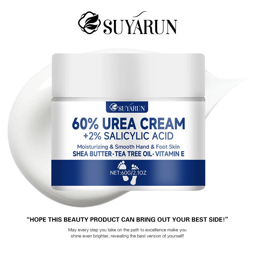 SUYARUN 60% Urea Foot Cream for Cracked Heels & Dry Skin - Intensive Moisturizing Treatment, Callus Remover, Diabetic Foot Care.