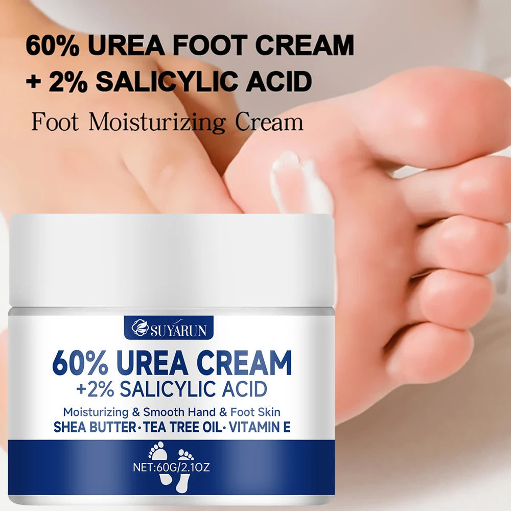 SUYARUN 60% Urea Foot Cream for Cracked Heels & Dry Skin - Intensive Moisturizing Treatment, Callus Remover, Diabetic Foot Care.